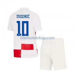 Camisola Croácia Modrić 10 Criança Equipamento Primeiro Euro 2024 Manga Curta
